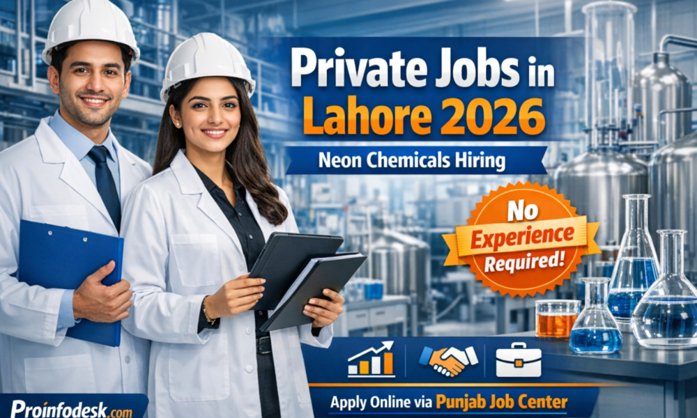 Neon Chemicals Job Advertisement 2026 for Private Jobs in Lahore Punjab.