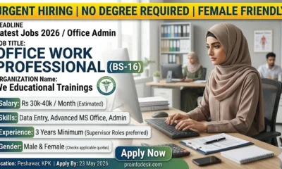 Office Work Jobs in Peshawar