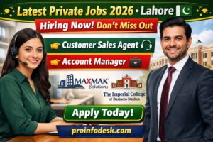 Latest private jobs in Lahore 2026 for customer sales agent and account manager
