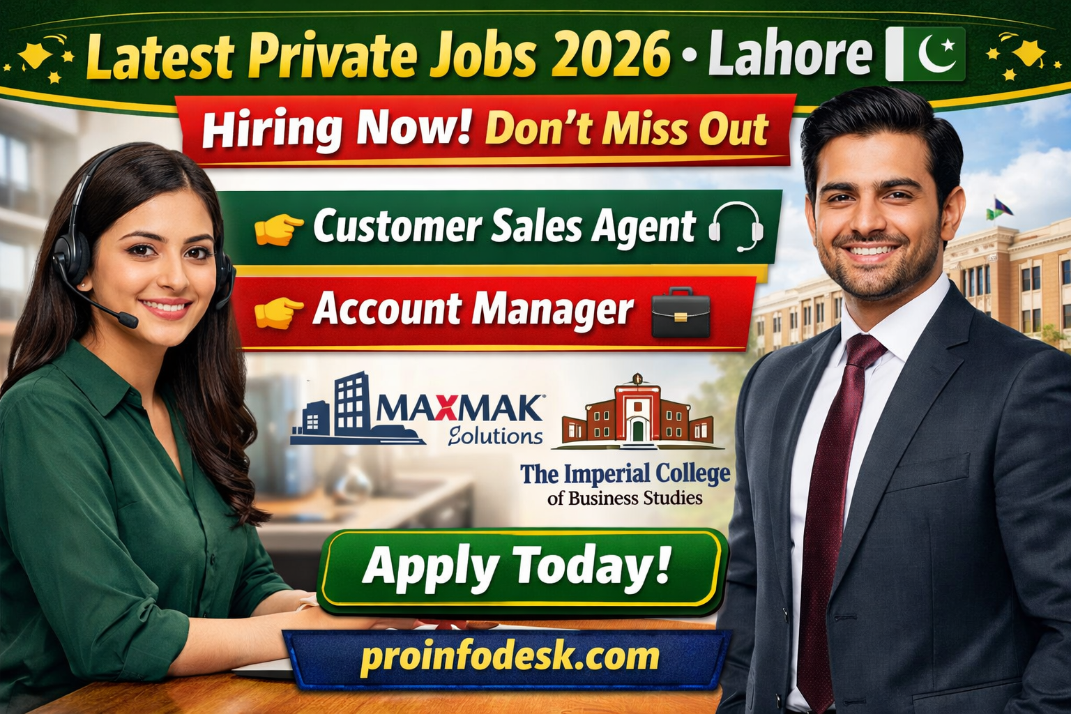 Latest private jobs in Lahore 2026 for customer sales agent and account manager