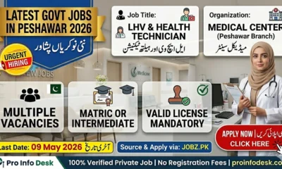 LHV & Health Technician Jobs in Peshawar 2026