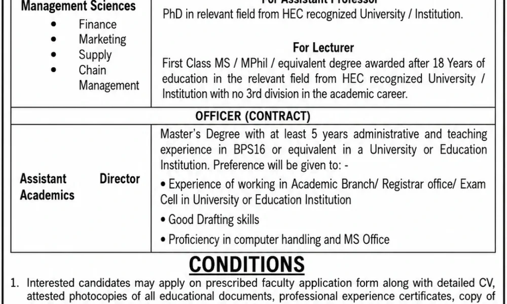 NUML University Quetta Jobs 2026