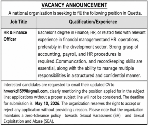National Organization Quetta Jobs 2026