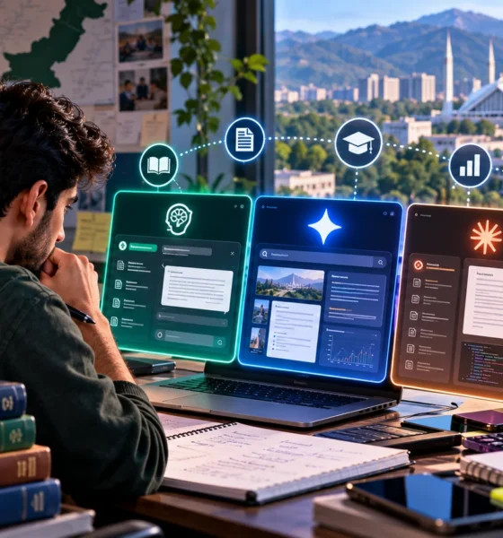 Pakistani Student Comparing AI Study Tools