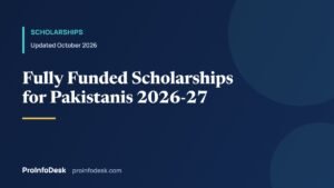 Fully Funded Scholarships for Pakistani Students 2026–27